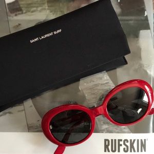 SAINT LAURENT SURF Red Oval Sunglasses